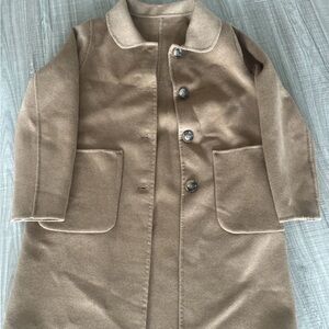 Women's Elio Dad Coat Virgin Wool Style Camel Tan Size L